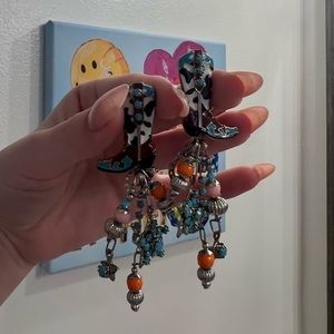 Lunch at the Ritz cowboy confetti clip on earrings